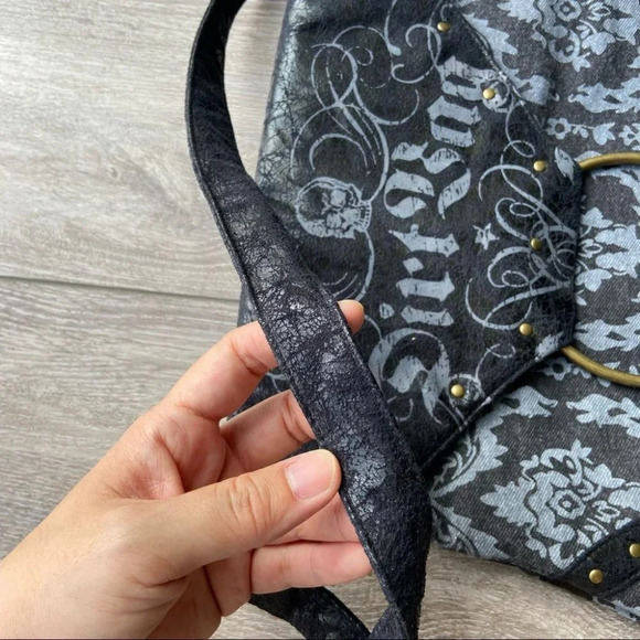 Skull Dust Bag  Canvas Studded Tote Shoulder Bag - Picture 8 of 13